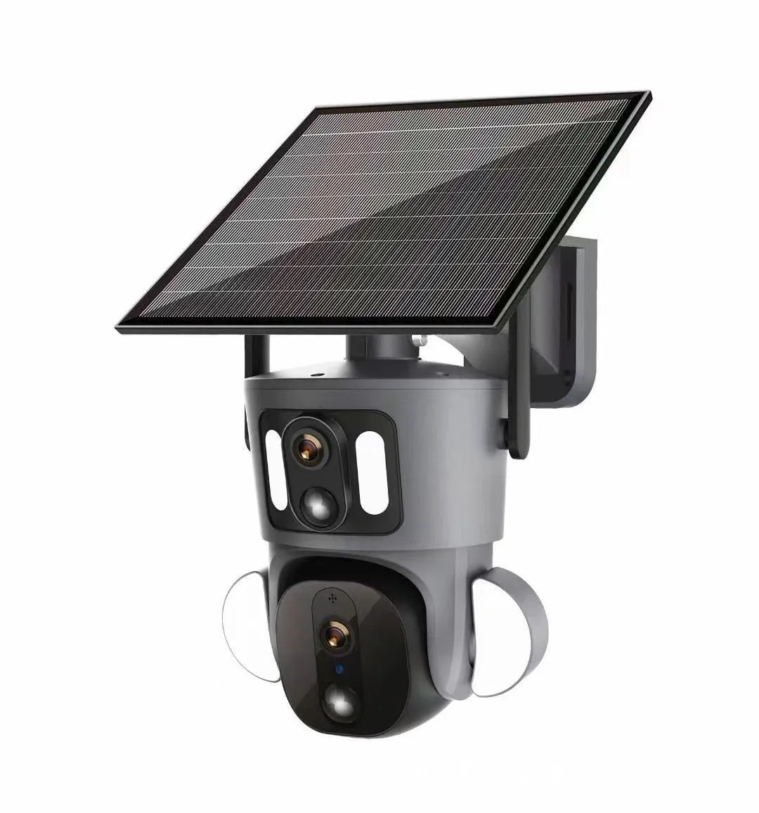 Solar-powered binocular surveillance camera for outdoor security with 4MP resolution
