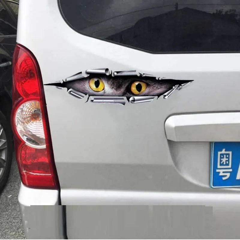 3D car door decoration sticker with tiger eye pattern, 35 cm length transparent PVC material