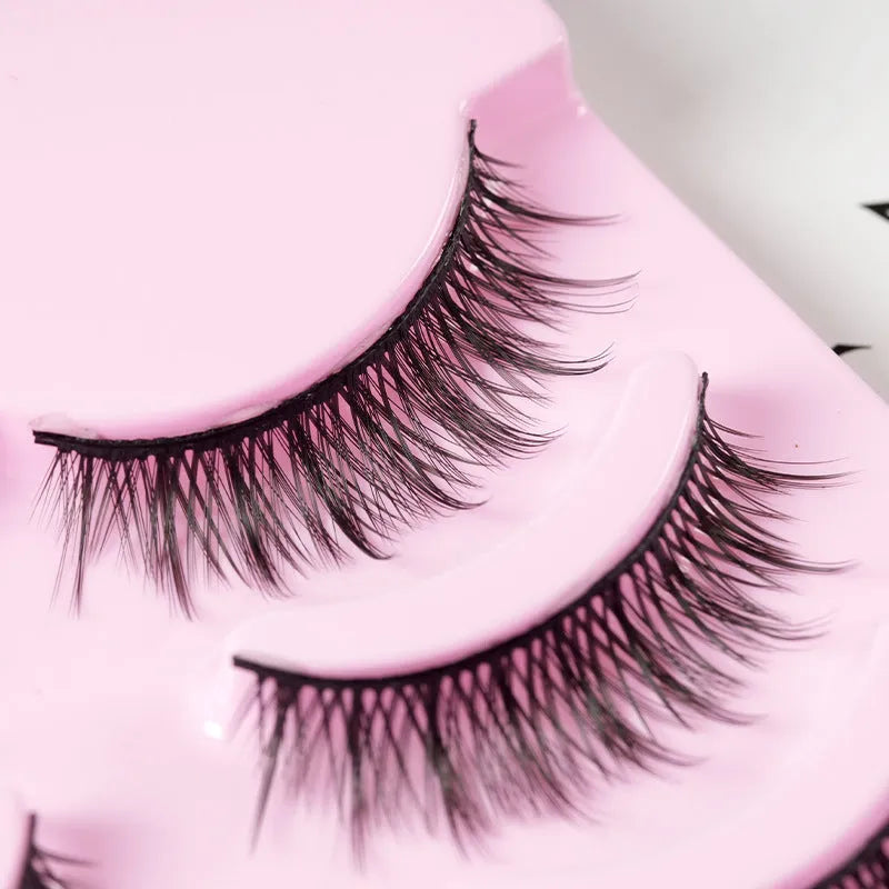 Set of 5 pairs natural wispy false eyelashes in three styles 007 008 009 for manga anime cosplay Korean makeup