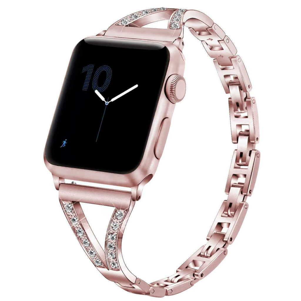 Herringbone diamond pattern Apple Watch strap with zinc alloy case in multiple colour options