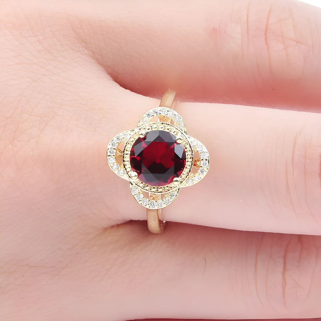 Copper electroplated fruit zircon ring in silver tone on size display