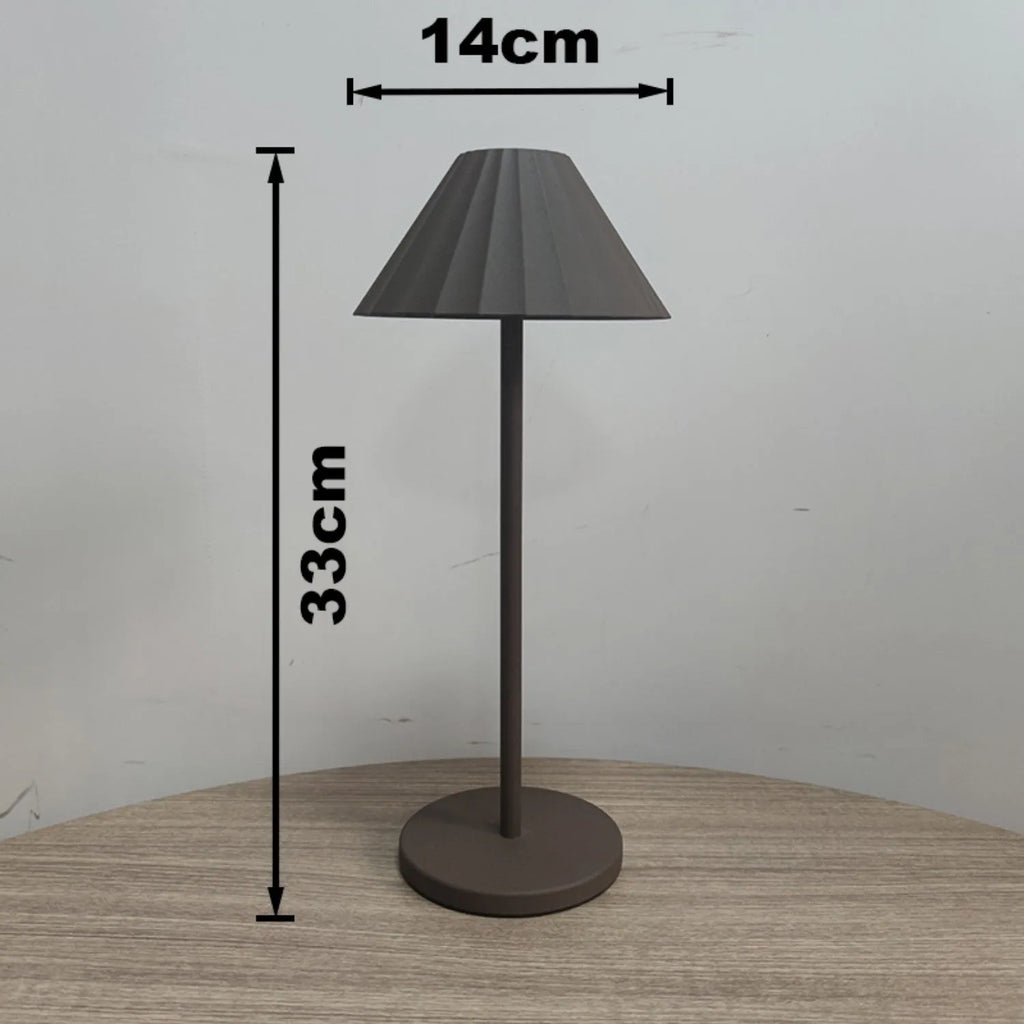 Alloy desk lamp with LED light source and touch dimming control