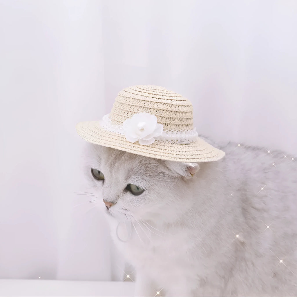 Handmade adjustable bowknot pet hat for dogs and cats in five colour options