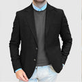 Men's loose-fit cotton casual suit jacket in retro style, shown in army green colour.