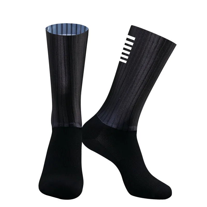 A pair of breathable athletic sports socks for cycling and running, shown in one of six available colours.