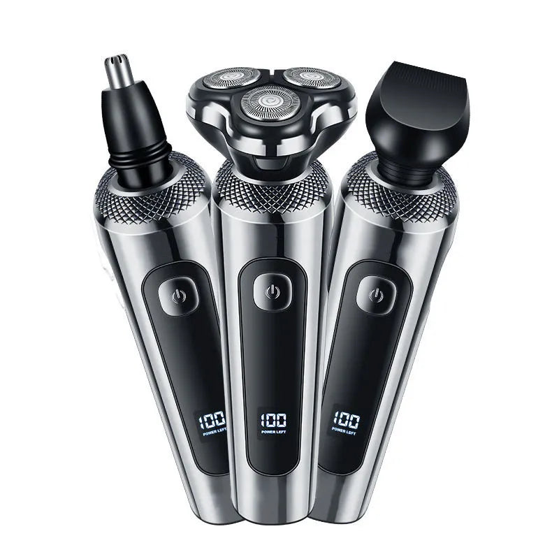 USB rechargeable beard trimmer with digital LED display and washable floating cutter head