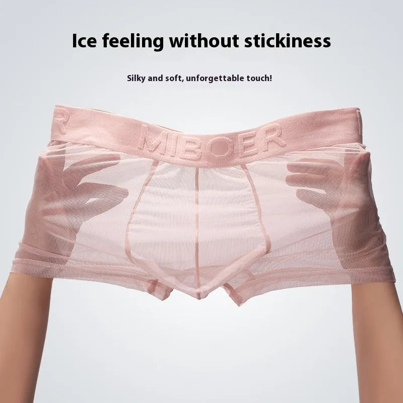 Men's thin quick-drying boxers in multiple colours on a size chart