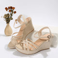 Women's wedge sandals with fish mouth toe design in black and white colour options