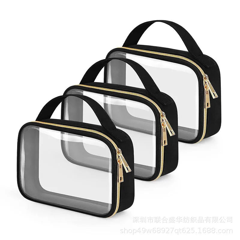 Transparent PVC lipstick storage wash bag with chain in various colour options
