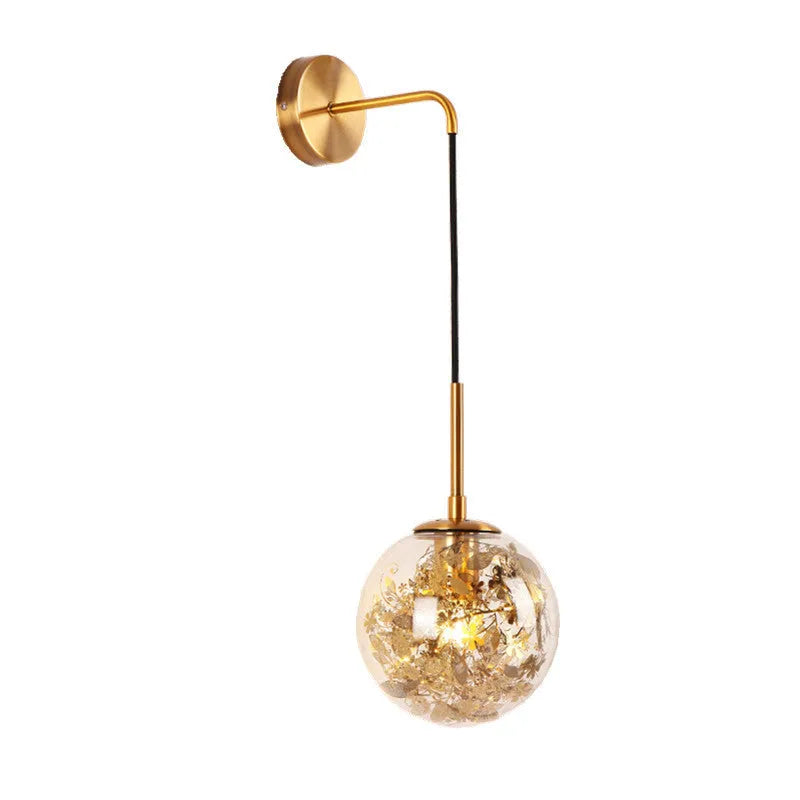 Modern glass wall lamp with minimalist design shown in bedroom setting