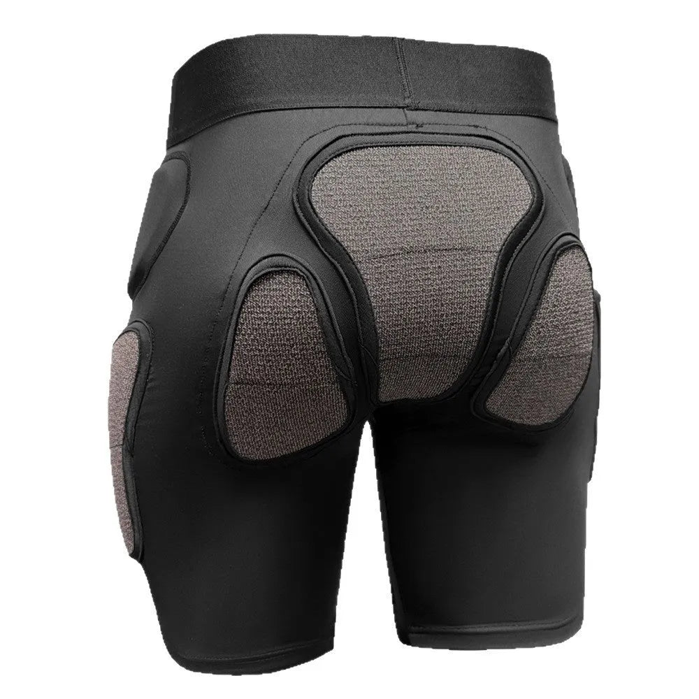 X-ray diffraction skiing protective gear showing hip pad and knee pad set for inner wear cushioning.