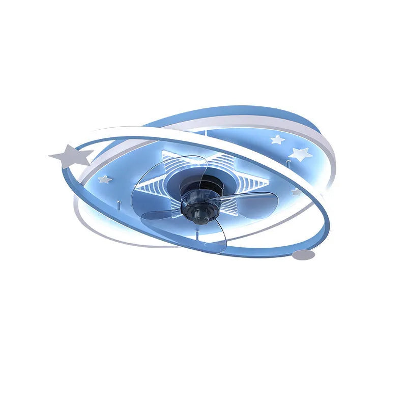 Modern children's bedroom ceiling fan with integrated LED light and remote control