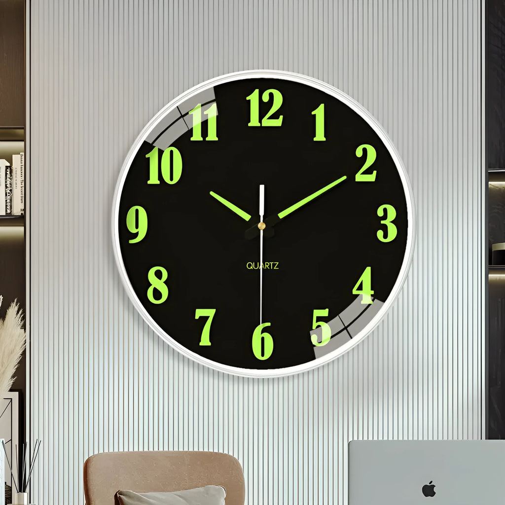 20cm luminous wall clock with modern plastic shell on wall