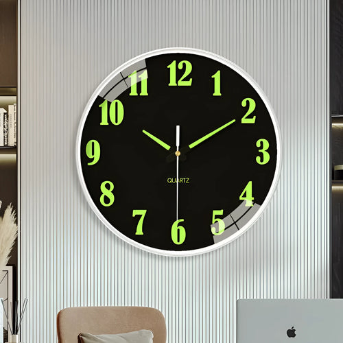 20cm luminous wall clock with modern plastic shell on wall