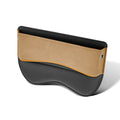Leather car seat storage box in beige colour with waterproof and pressure resistant features.