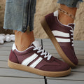 Women's casual all-matching sneakers in khaki with round head flat heel artificial PU upper