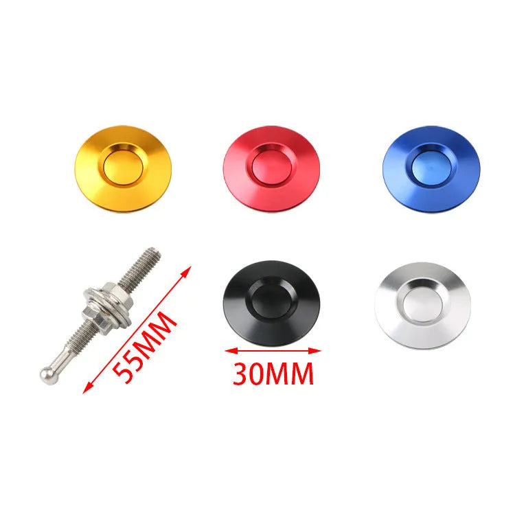 30mm aluminium alloy engine cover lock for modified racing cars in silver colour with 55mm screw