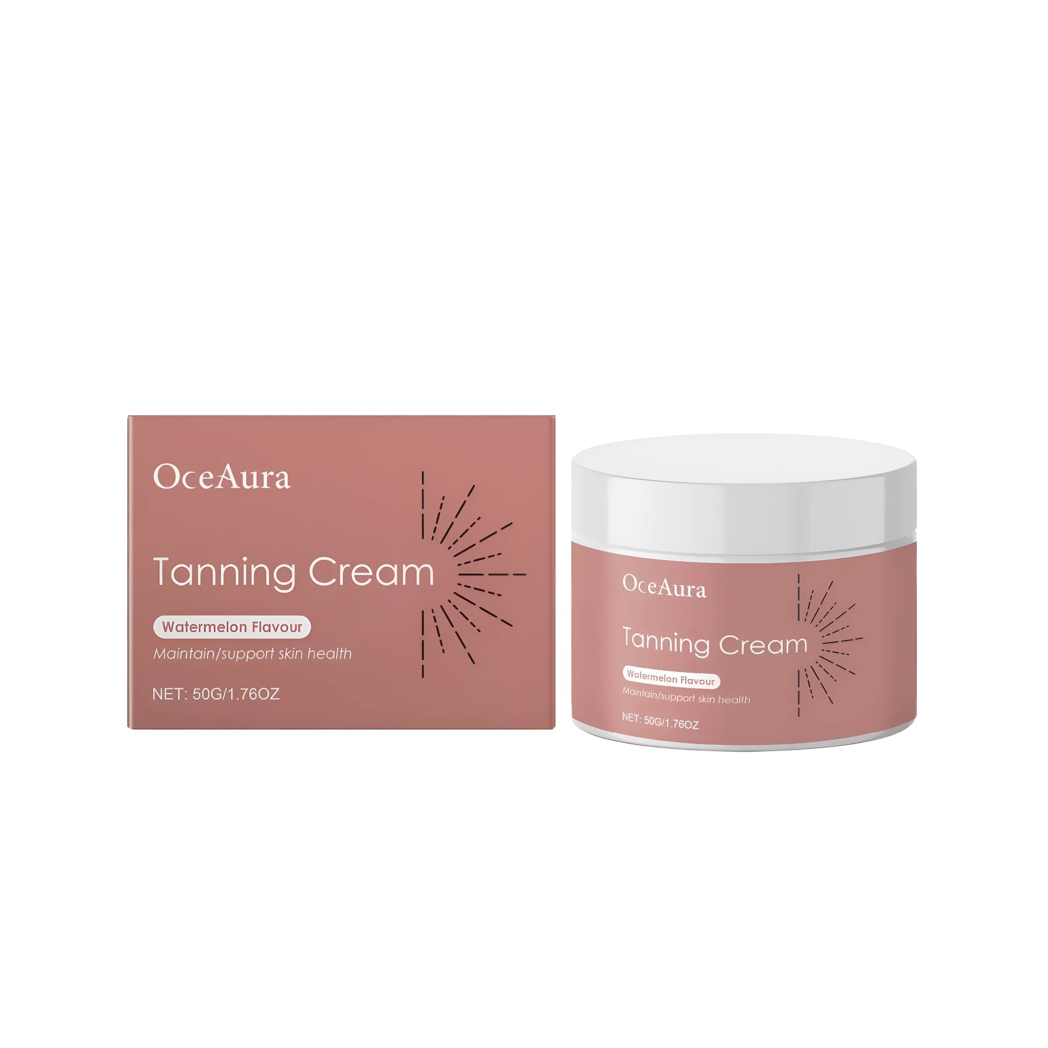 50g tube of tanning cream with coconut oil, watermelon extract, and vitamin E formulation