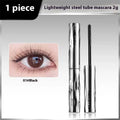 Waterproof mascara in black and brown steel tubes with optional eyelash curler
