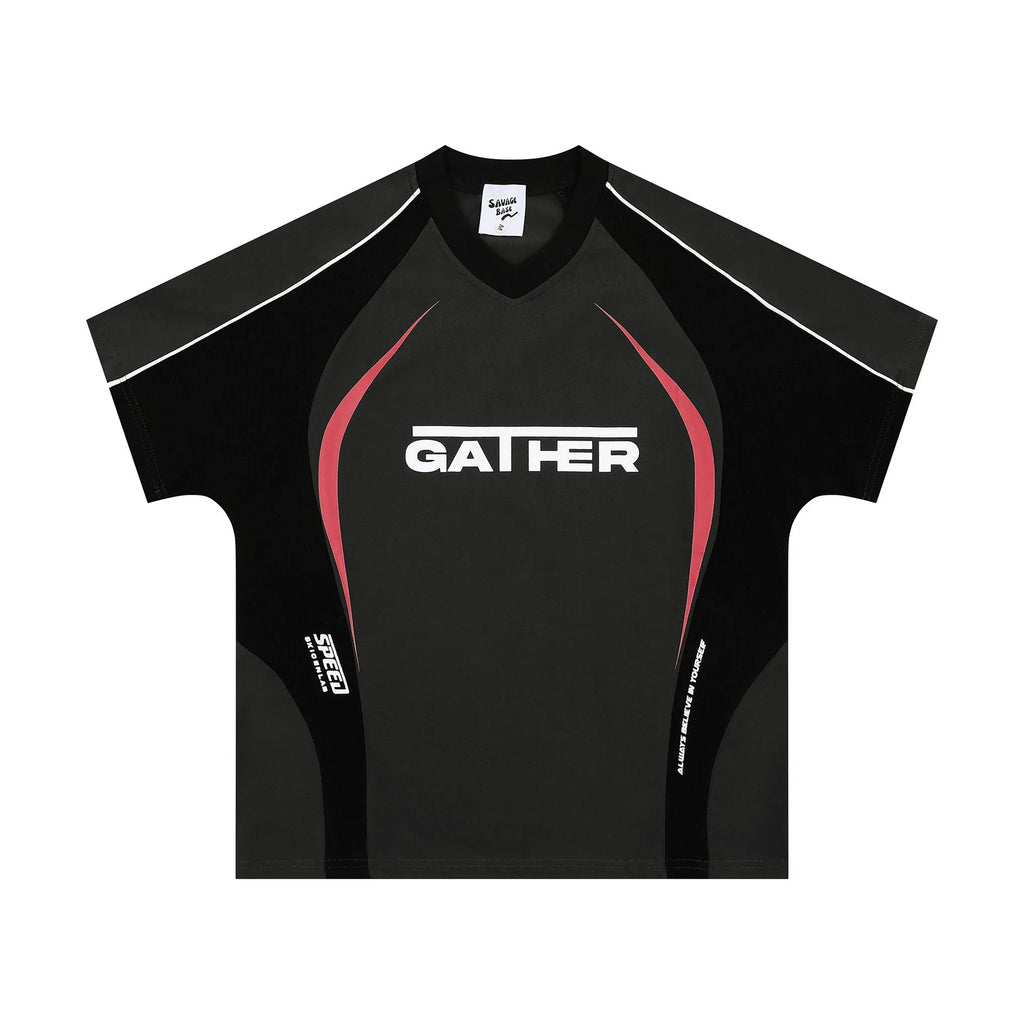 Men's loose fit T-shirt with colour matching letters print in black or apricot colours