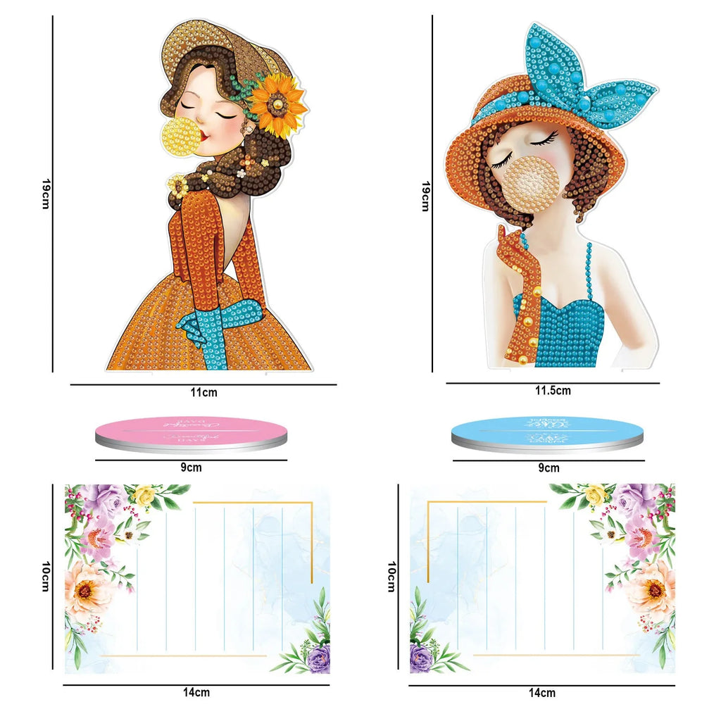 Frameless American-style handmade diamond painting note clip on a desk, measuring 19cm long.