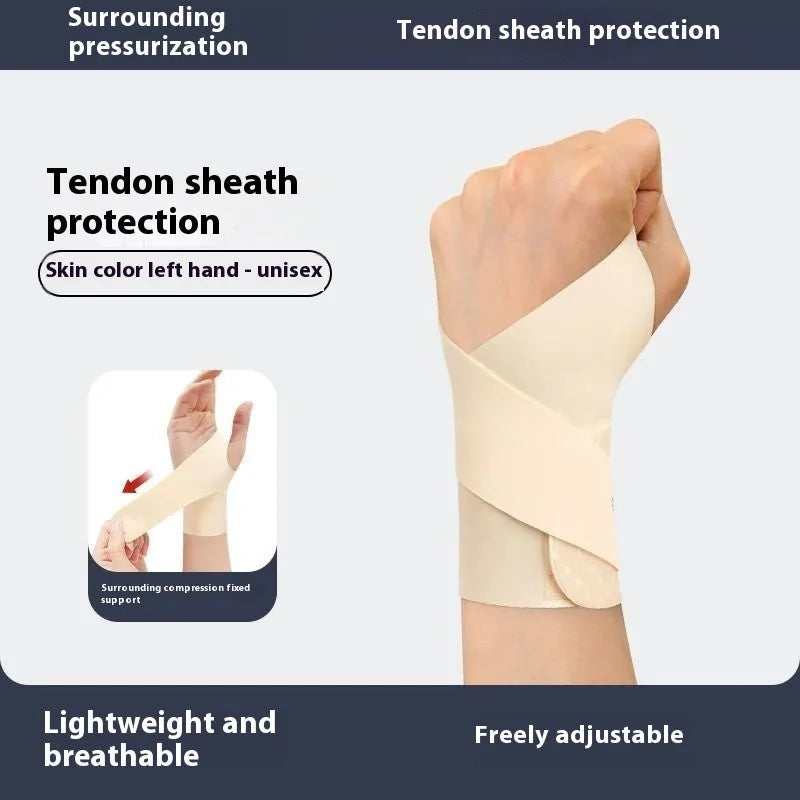 Adjustable athletic wristguard for sports support, shown in black colour with hook-and-loop fastening.