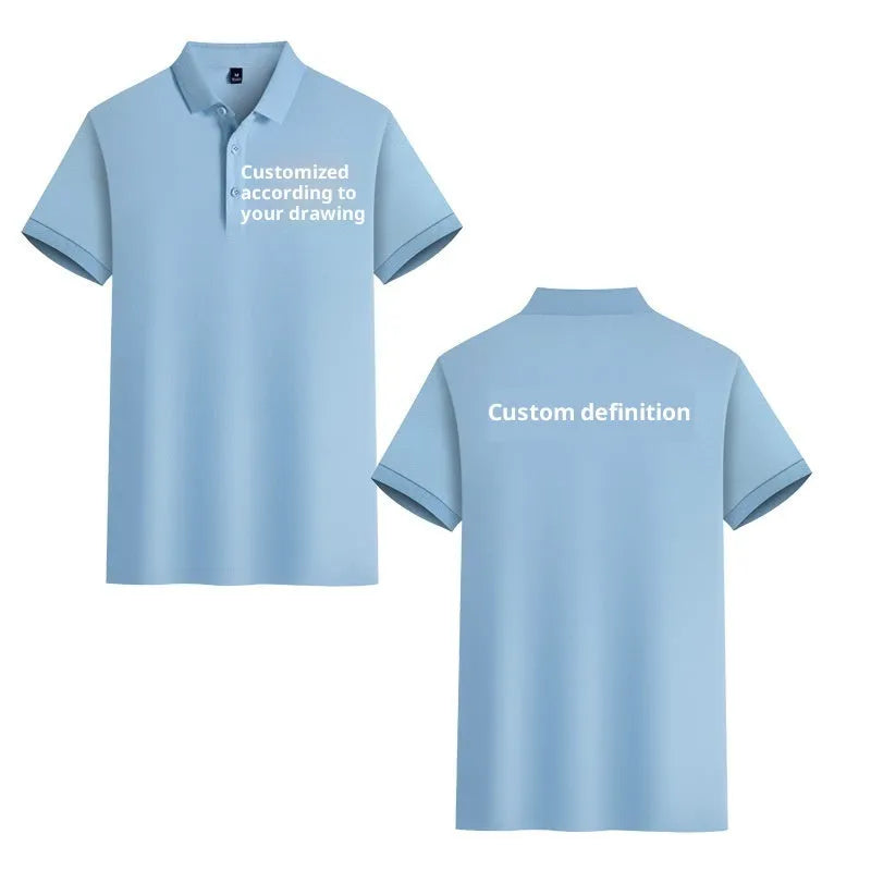 Mercerised cotton embroidered polo short sleeve T-shirt in a range of colours for summer