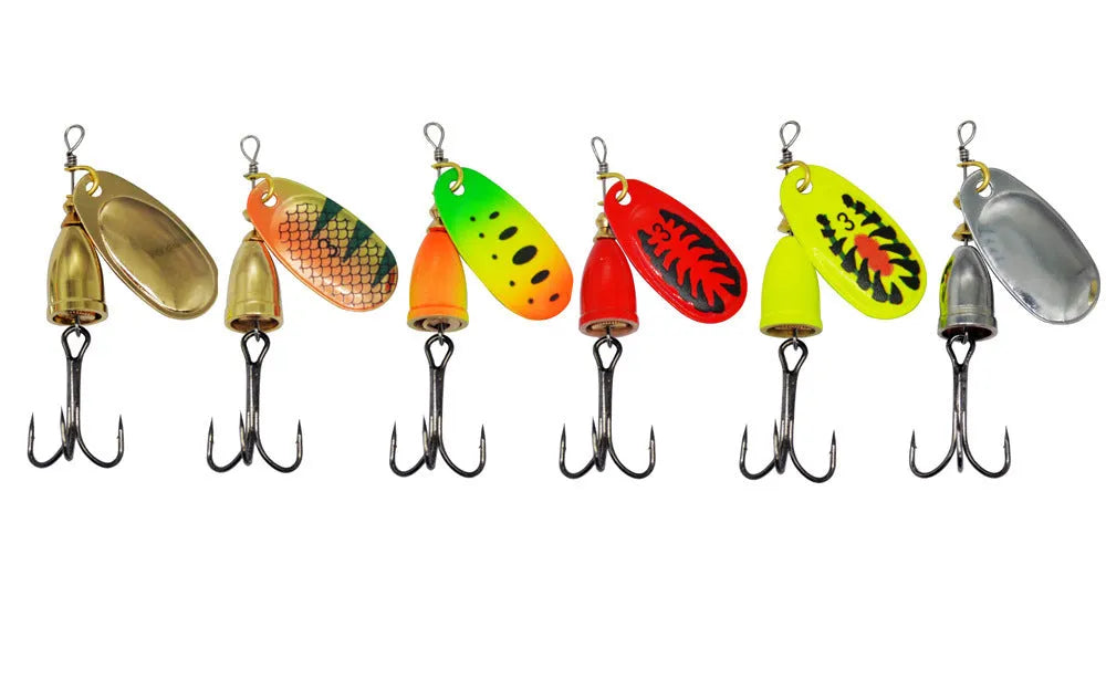 R composite rotating sequins copper bell metal fishing lure in seven colour options