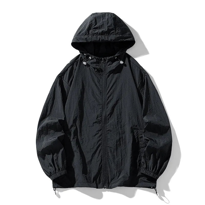 Lightweight loose fit outdoor sports jacket in nylon fabric available in multiple colours including pink, navy blue, and wine red