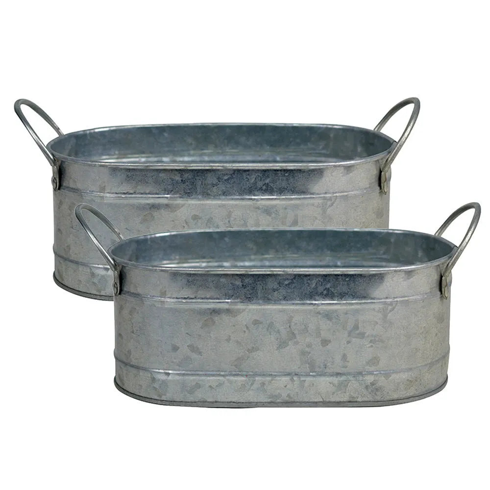 Galvanised iron desktop flowerpot for succulents with water-saving design