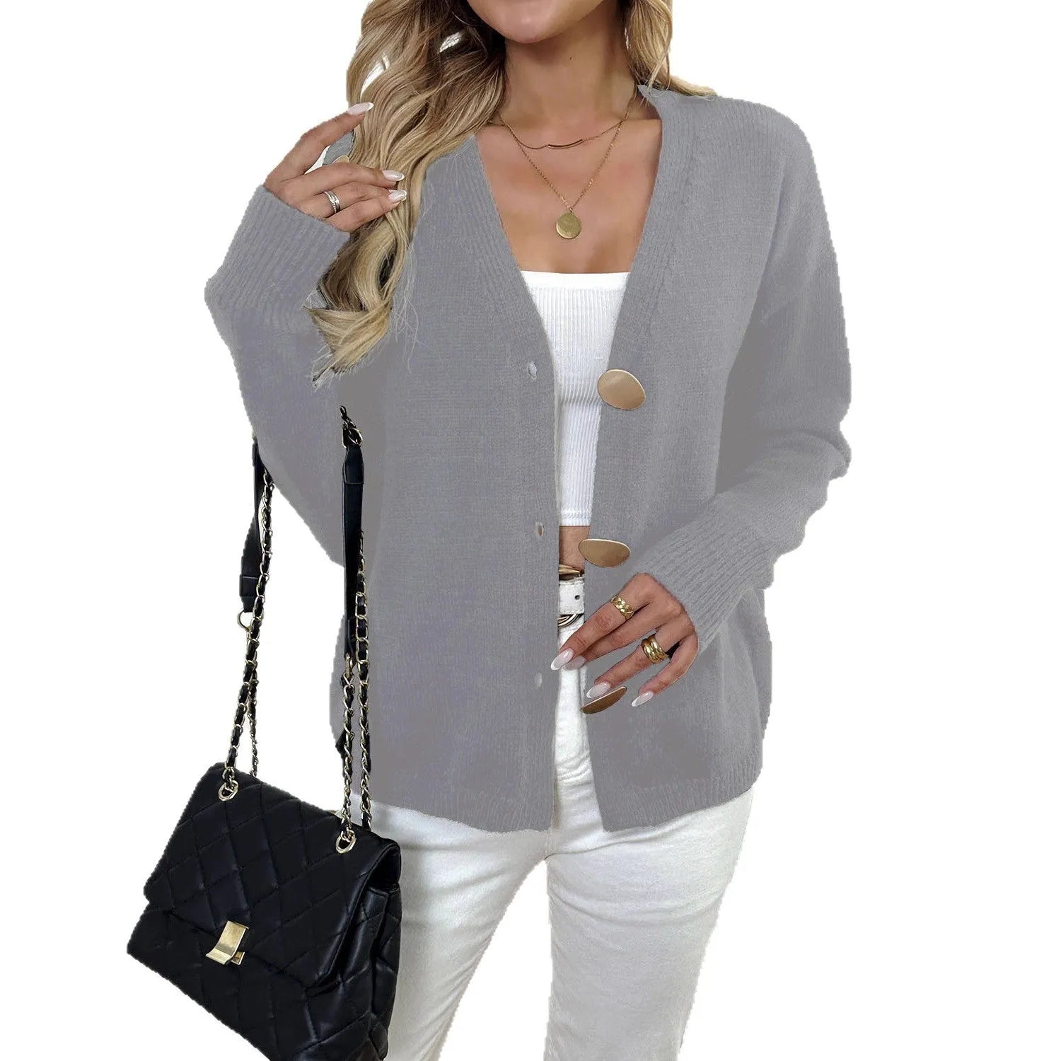 Women's deer plush sweater coat with princess sleeves in black colour showing irregular cut design