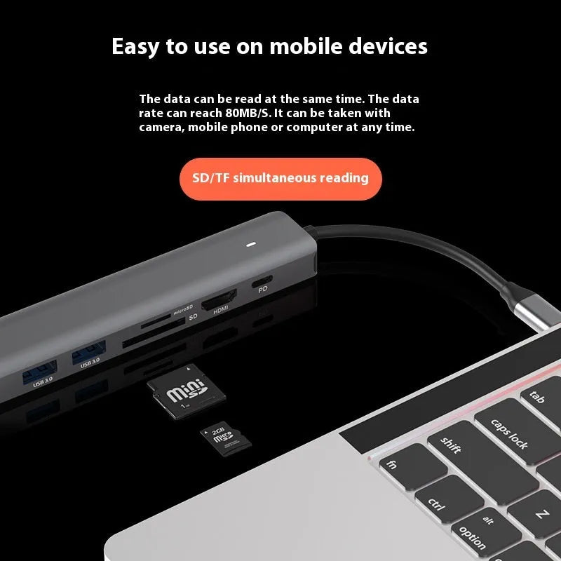 LQT-LH07 7-in-1 USB-C desktop computer hub with multiple interface ports and custom logo option