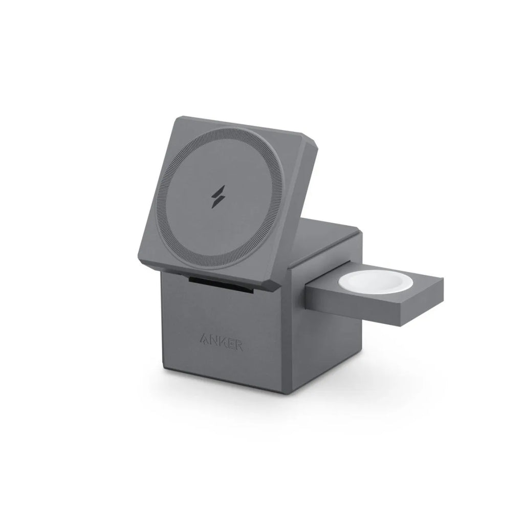 Foldable magnetic wireless charging station for iPhone, AirPods and Apple Watch with LED indicator