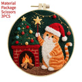 Embroidery material package showing autumn fruit pattern on cotton linen fabric with imitation bamboo frame