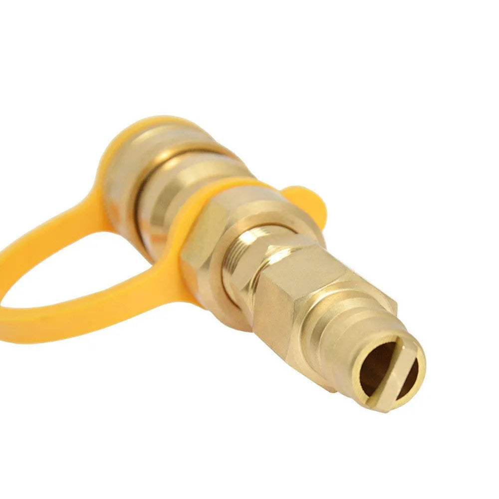 Brass propane gas charging connector with 3/8 American standard thread and gold colour finish