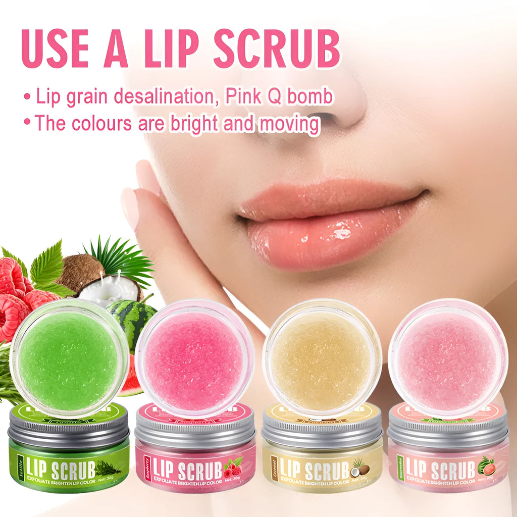 Amatoni lip scrub cream pot in coconut, raspberry, vanilla or watermelon flavour, 30g.