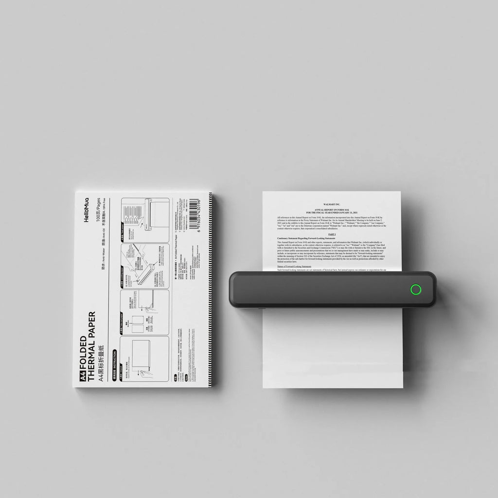 Black and white Bluetooth thermal printer for mobile phone connectivity with compact design