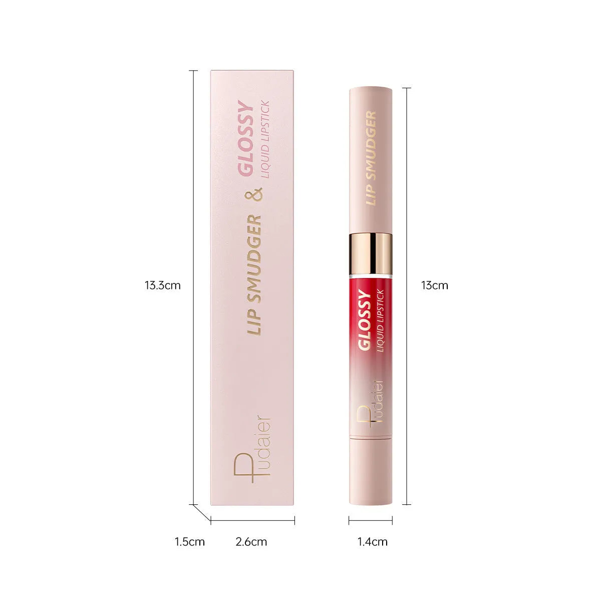 Double-headed lipstick and lip gloss set showing ten colour options with matte finish