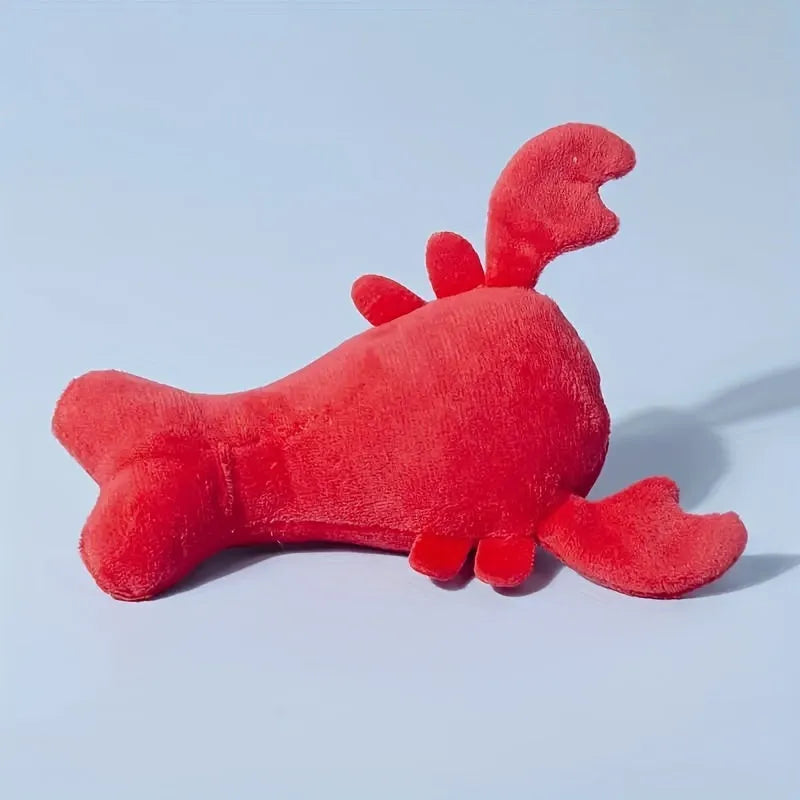 Red lobster stuffed dog toy with squeaker for small and medium breeds