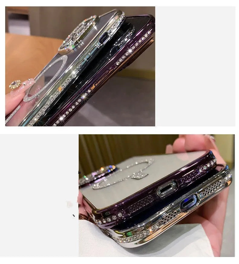 Wireless magnetic iPhone case in deep purple, showing soft silicone edges and electroplated back.