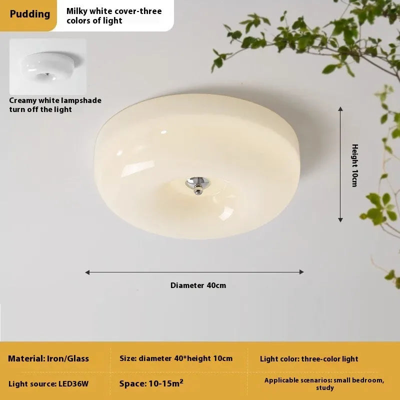 American style bedroom ceiling lamp in cream colour with three-colour light adjustment