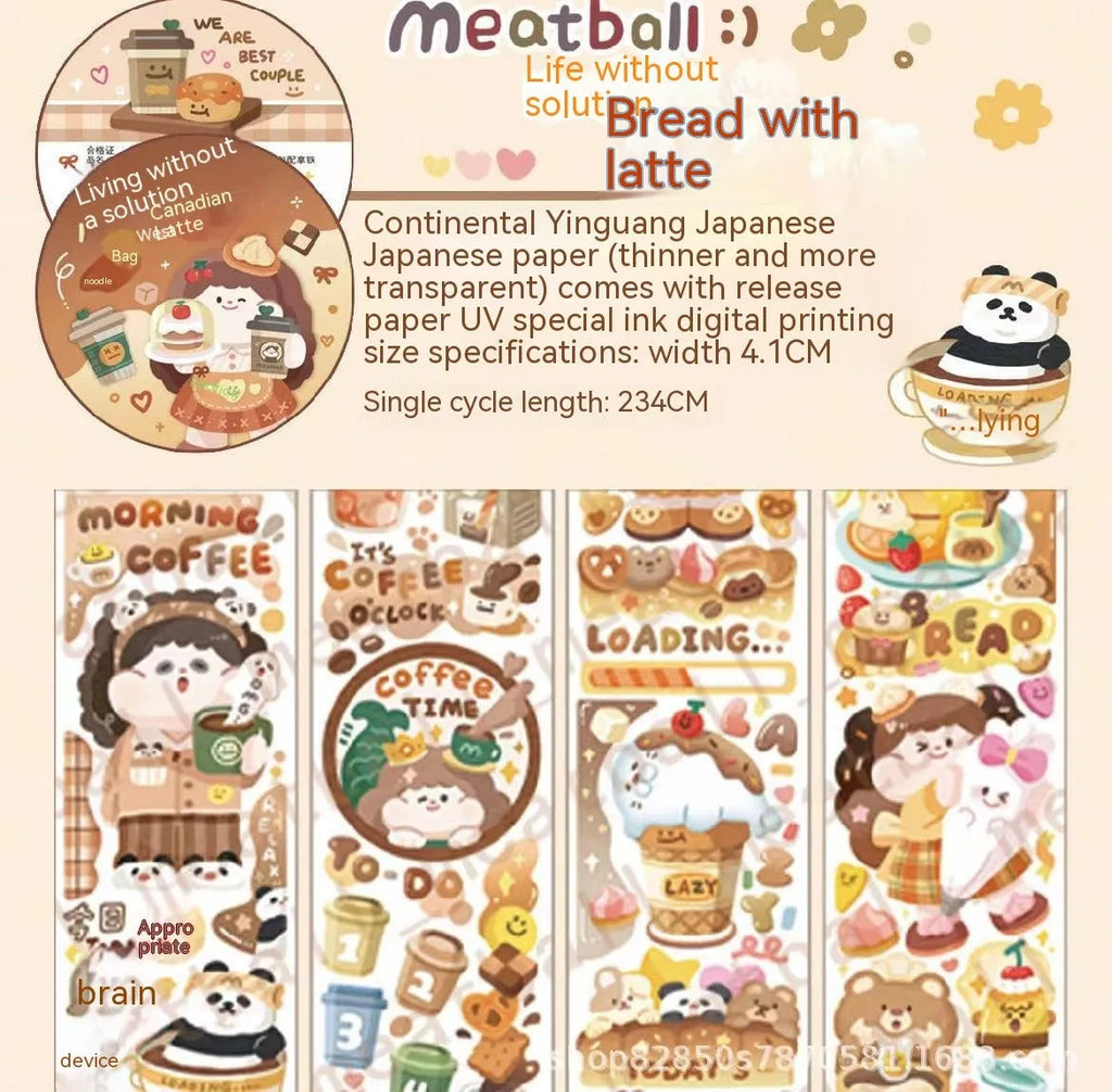 Sheet of cute cartoon character stickers on Japanese paper for haemorrhoid tape packaging.