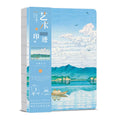 Ukiyo-e Kanagawa surfing scene hand ledger notebook showing retro style and dimensions