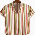 Men's short sleeve shirt with digital print design in polyester fabric for summer casual wear