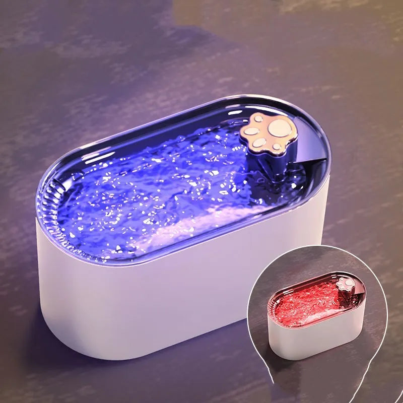 3L automatic cat water fountain in Berlin Blue with LED light indicator and triple filter system for pets