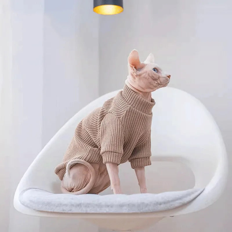 Light brown pet elastic moisture-proof sweater for small to medium dogs