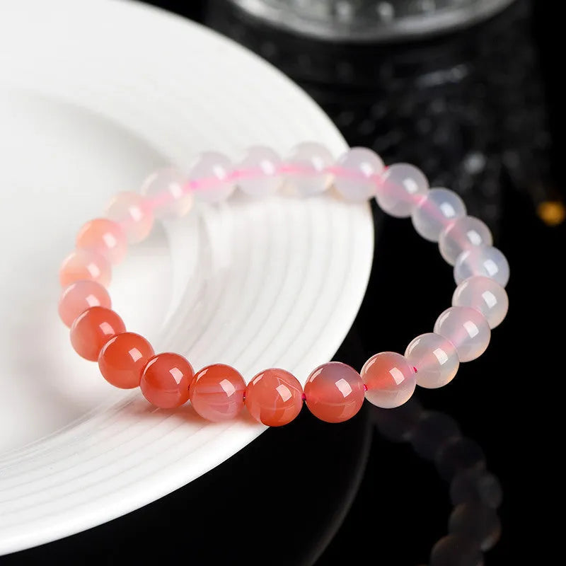 Natural Yanyuan agate bracelet with gradient salt source coloured beads in a single circle.