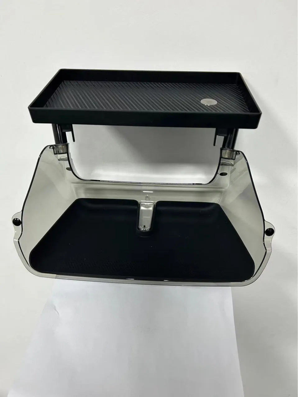 Black ABS storage tray for Tesla Model 3 and Y centre console under the touchscreen
