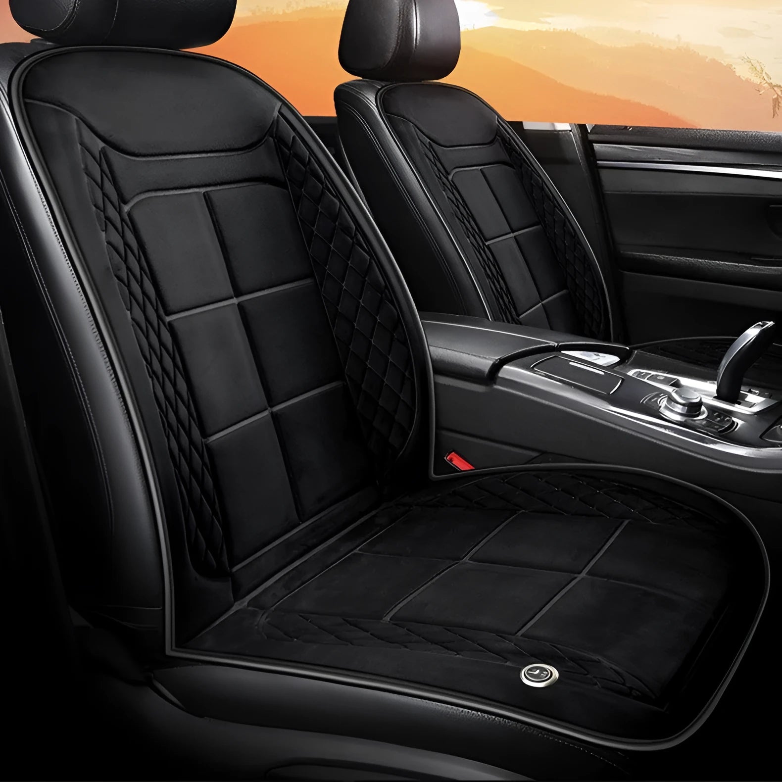 Auto heating cushion for car seats in beige, black, or coffee brown colours
