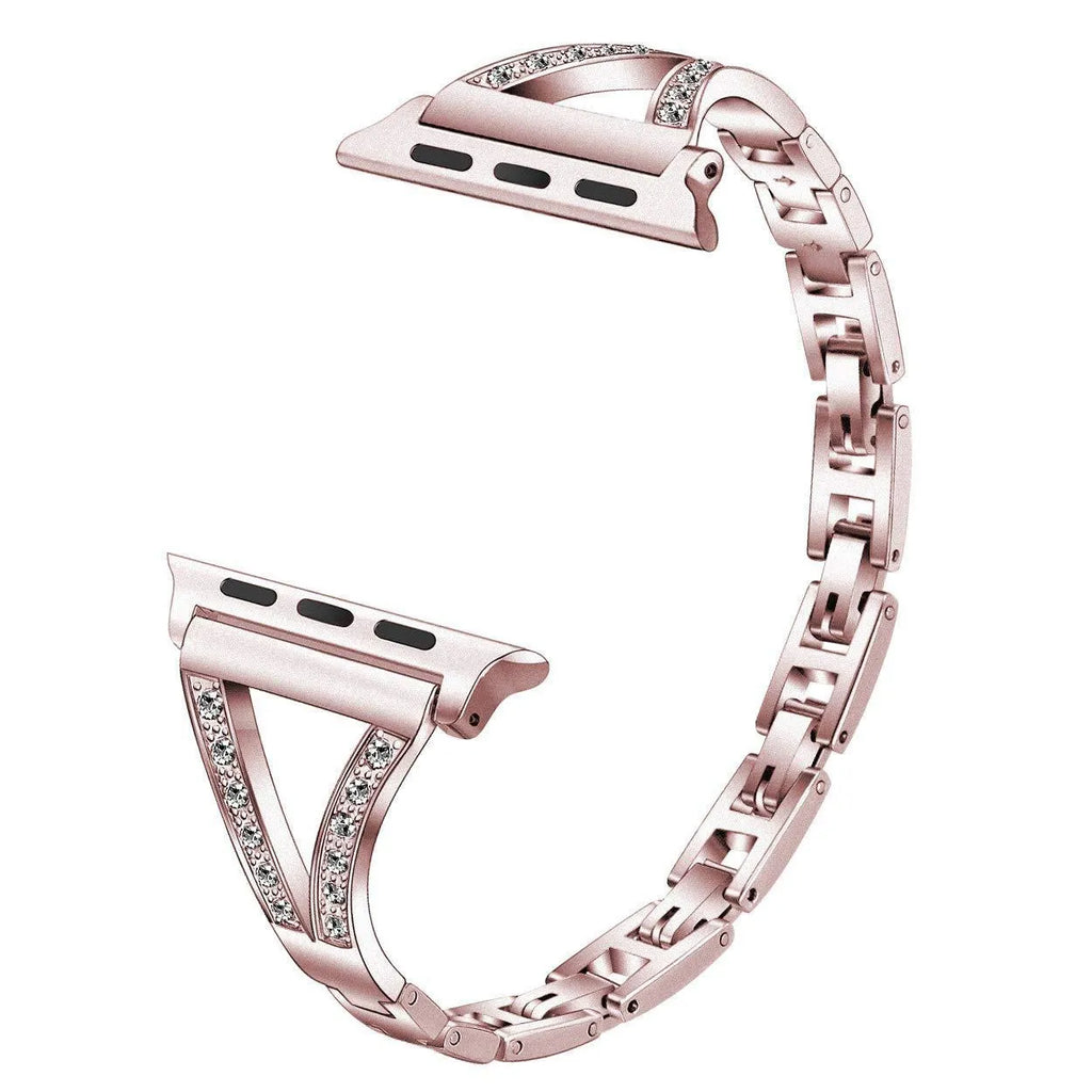 Herringbone diamond pattern Apple Watch strap with zinc alloy case in multiple colour options
